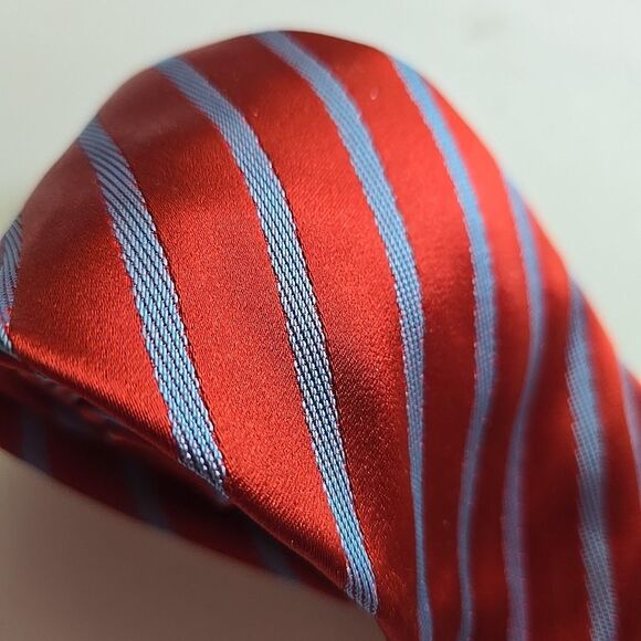 Pal Zileri Long Tie Men's Red/Blue Repp Striped 100% Silk Italy Neck Tie 61 x 4" - Picture 2 of 6